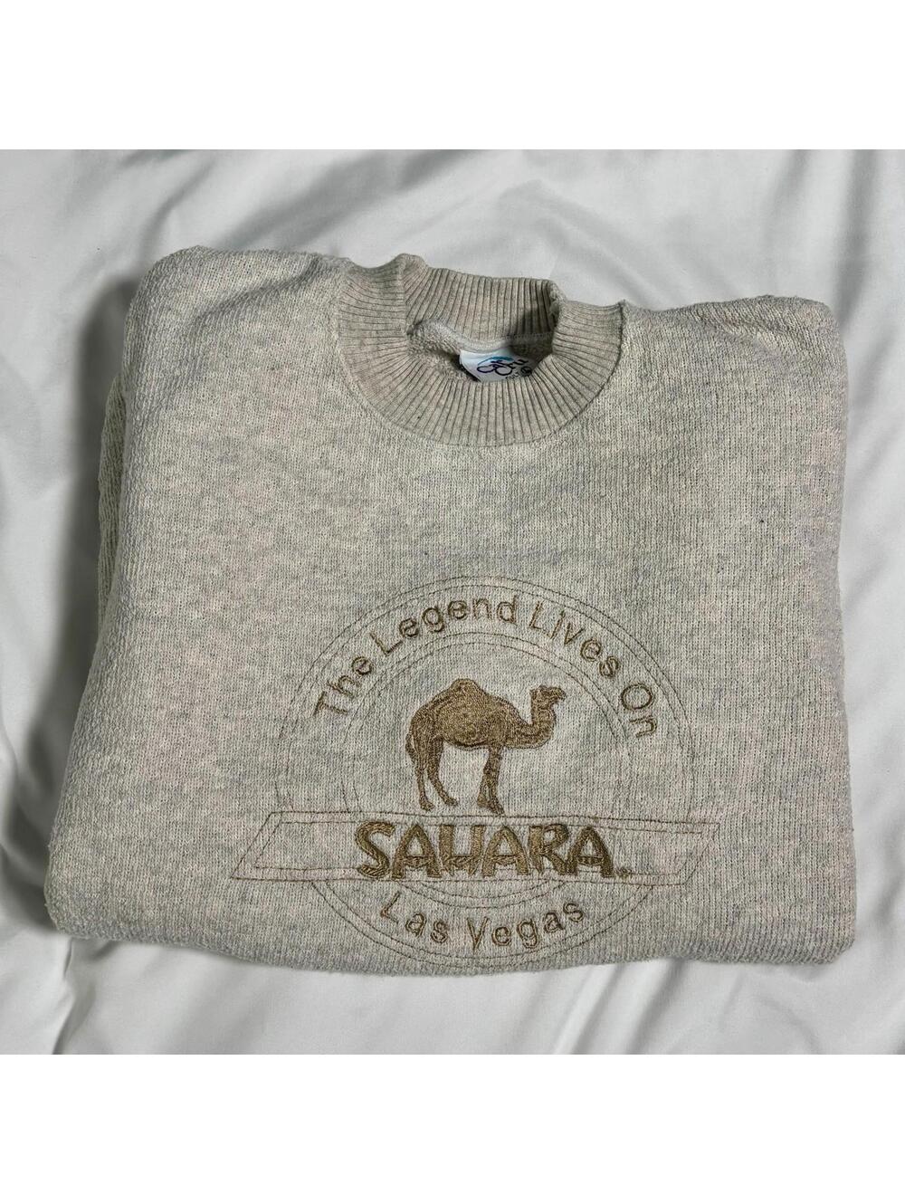 Sahara Las Vegas Casino Vintage Embroidered Sweatshirt — Ivory Size Large
